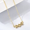 Brass Glass Triple Star Pendant Necklaces KK-CBAB173-03G-06-2
