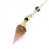 Resin Hexagonal Pointed Dowsing Pendulums(Brass Finding and Gemstone Inside) G-L521-A02-3