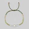 Bohemian Style Glass Seed Bead & Imitation Pearl Beads Braided Bead Bracelets JJ7327-4-1