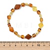 Natural Amber & Brass Beaded Stretch Bracelets for Women BJEW-JB13693-4