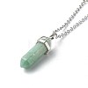 Bullet Faceted Natural Green Aventurine Pendant Necklace NJEW-JN03601-05-1