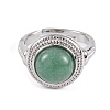 Natural Green Aventurine Round Adjustable Rings RJEW-K271-04P-10-3