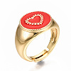 Adjustable Brass Enamel Finger Rings RJEW-N035-021-NF-5