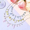 3Pcs 3 Styles Natural Rose Quartz & Natural Olive Jade & Natural Aquamarine Chip Bib Pendant Necklaces NJEW-TA00167-2