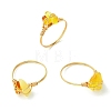 Natural Amber Beads Finger Rings RJEW-JR01038-2
