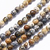 Natural Black Moss Jasper Beads Strands G-K293-F02-B-1