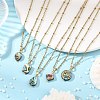 Natural Paua Shell Geometric Pendant 304 Stainless Steel Satellite Chain Necklaces NJEW-JN06352-1