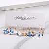 5 Pairs Nautical Theme Zinc Alloy Enamel Dangle Earrings FS-WG423E9-01-3