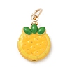 Alloy with Yellow Enamel Pendants AL-CBAE186-02G-02-1