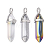 3Pcs 3 Colors Faceted Bullet Glass Pointed Pendants KK-FS0001-09-3