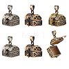 6Pcs Carved Cuboid Rack Plating Brass Prayer Box Pendants KK-FH0006-70-1