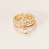 Brass Micro Pave Cubic Zirconia Finger Rings FA7520-1-2
