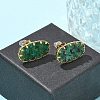 304 Stainless Steel Turquoise Oval Stud Earrings for Women EJEW-R010-01G-01-2