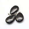 Teardrop Natural Obsidian Pendants G-Q368-28-2