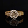 Brass Micro Pave Clear Cubic Zirconia Bangles for Women FS-WGA7409-42-1