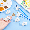 BENECREAT 6Pcs 2 Colors Rabbit Ceramic Paint Brush Pen Holders AJEW-BC0007-04-3