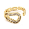 Rack Plating Brass Clear Cubic Zirconia Belt Shape Open Cuff Rings for Women KK-S371-06G-2