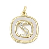 Rack Plating Brass Micro Pave Clear Cubic Zirconia Pendants KK-E102-33G-S-1