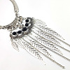 Bohemian Alloy Resin Leaf Tassel Pendant Choker Necklaces for Women WG038CD-02-2