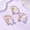 3Pcs Butterfly Brass Micro Pave Clear Cubic Zirconia Cuff Rings RJEW-JR00999-1