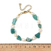Raw Natural Amazonite Nuggets and Natural Cultured Freshwater Pearl Bead Beaded Bracelets BJEW-JB14387-02-4