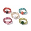 Glass Seed Beaded Stretch Finger Rings RJEW-MZ00019-1