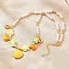 Ocean Brass Enamel Starfish Shell Shape Pendant Round ABS Imitation Pearl Beaded Necklaces KK-CBA4547-04A-G-1