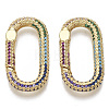 Brass Micro Pave Cubic Zirconia Spring Gate Rings ZIRC-S066-031-NF-2