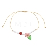 6Pcs Floral & Leaf Natural Amethyst & Carnelian & Dyed Yellow Jade & Green Aventurine & Synthetic Green Turquoise & Glass Seed Beaded Bracelets BJEW-MZ00312-3