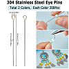 SUNNYCLUE 400Pcs 2 Styles 304 Stainless Steel Eye Pins STAS-SC0007-83-2