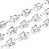 Brass Glass Butterfly Charm Link Chains CHC-T018-11B-P-1