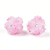 Polymer Clay Rhinestone Beads with Embossed Resin Roses RESI-T059-04I-2