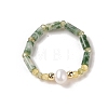 Natural Moss Agate Stretch Rings RJEW-C090-02G-2
