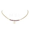 Electroplate Glass Faceted Rondelle Beaded Alloy Pendant 304 Stainless Steel Curb Chain Necklaces for Women NJEW-JN05764-04-2