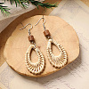 Bohemian Wood & Rattan Wood Woven Dangle Earrings WG21945-03-1