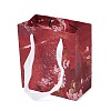 Flower Oil Painting Print Rectangle Paper Gift Storage Bags with Ribbon Handles ABAG-A011-01E-1