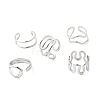 5Pcs 304 Stainless Steel Open Cuff Rings for Women RJEW-K313-04P-4