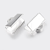 Silver Color Plated Brass Ribbon Crimp Ends J0JMT-S-NF-1