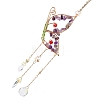 Butterfly Wire Wrapped Brass & Natural Amethyst Chip Pendant Decorations AJEW-Q143-11-4