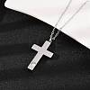 304 Stainless Steel Pave Clear Cubic Zirconia Cross Pendant Pet Urn Ashes Necklaces NJEW-S455-07P-3