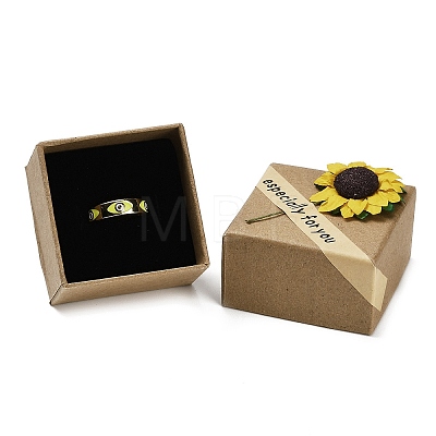 Kraft Paper Gift Boxes with Faux Sunflower Outside for Ring CON-Z011-01A-01-1