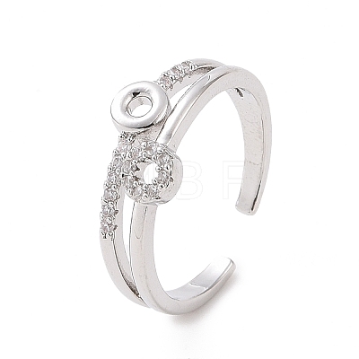 Clear Cubic Zirconia Circle Ring Open Cuff Ring RJEW-E072-19P-1