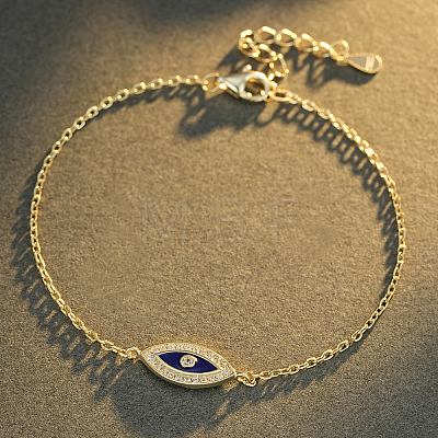 925 Sterling Silver Enamel Blue Horse Eye Link Bracelets for Women Men VX0917-1