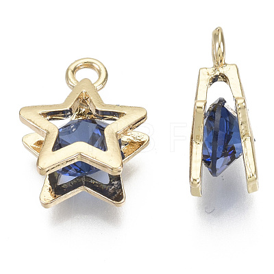 Brass Micro Cubic Zirconia Charms X-KK-N235-034C-1