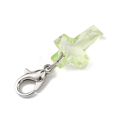 Transparent Acrylic Cross Pendant Decorations HJEW-JM04493-02-1