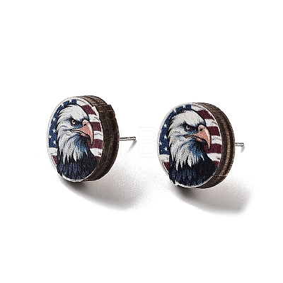 Independence Day Wood Stud Earrings EJEW-D108-01C-1