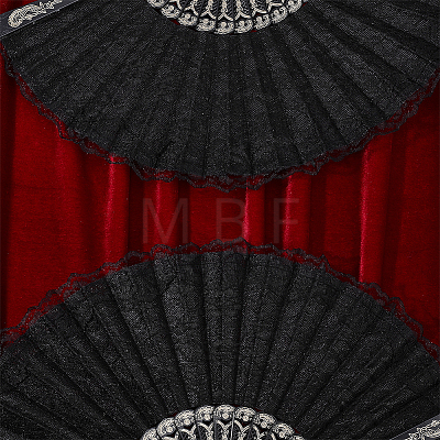 Plastic & Lace Folding Fan AJEW-WH0709-241B-1