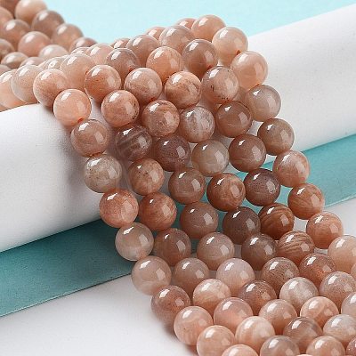 Natural Multi-Moonstone Round Beads Strands X-G-O030-6mm-10B-1