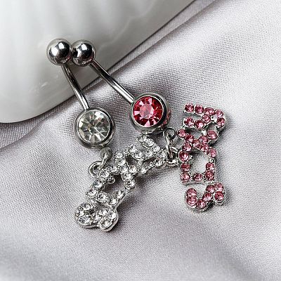 316L Surgical Stainless Steel Rhinestone Word Sexy Dangle Bell Rings WGB0917-01-1