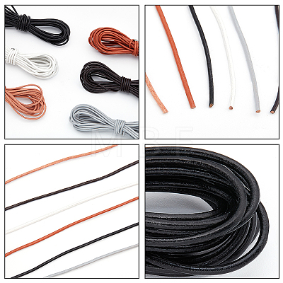   24 Yards 6 Colors Cowhide Leather Cord WL-PH0004-14-1
